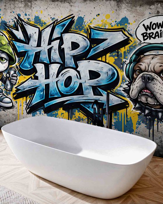 Fototapeta graffiti hip hop z buldogiem