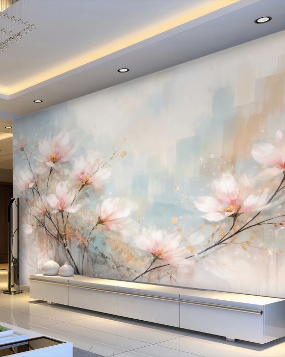 Fototapeta akwarelowa magnolia w blasku