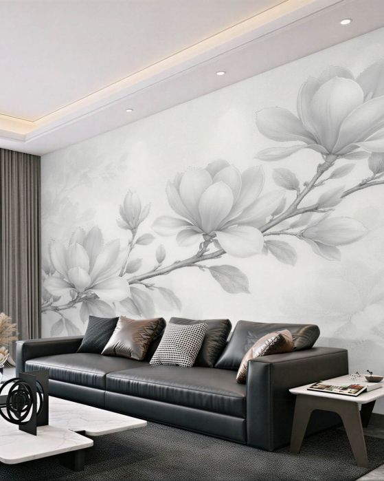 Fototapeta delikatna magnolia w bieli