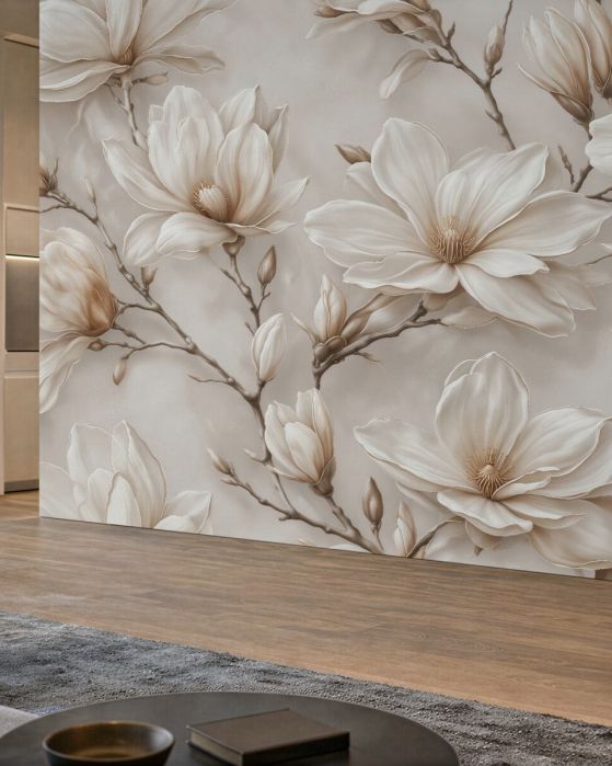 Fototapeta kremowa magnolia w eleganckim stylu