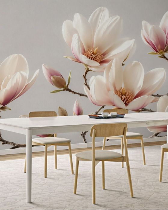 Fototapeta delikatna magnolia w blasku świtu