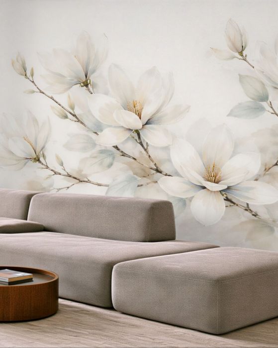 Fototapeta delikatne magnolie w akwareli
