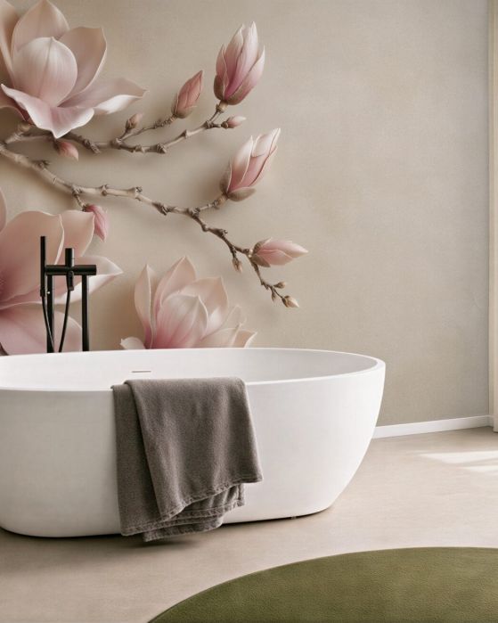Fototapeta pudrowa magnolia na gałęziach
