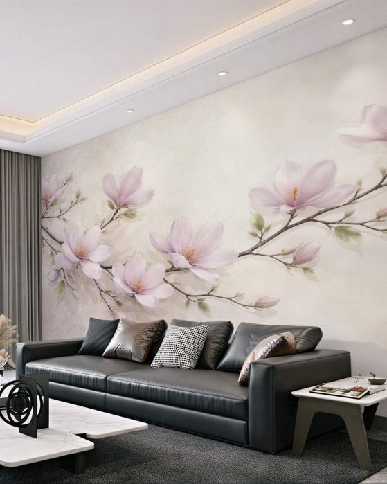 Fototapeta pudrowa gałąź magnolii