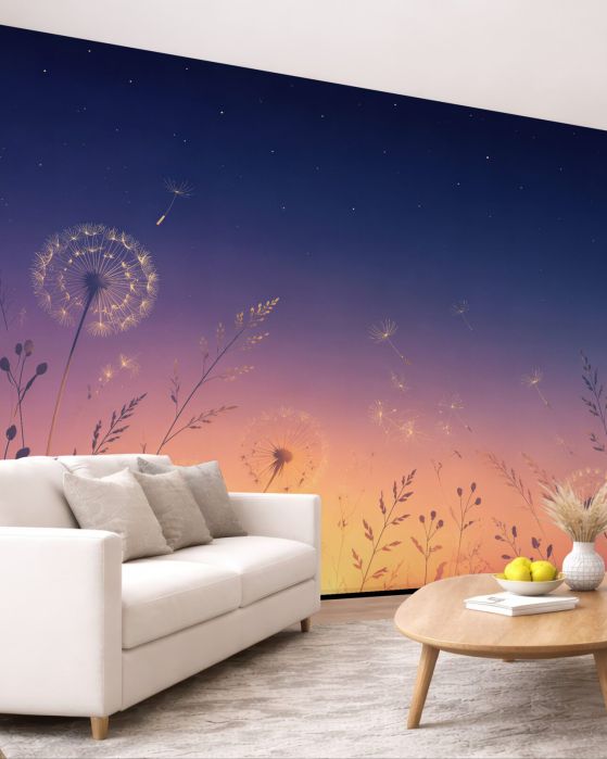 Fototapeta magiczne dmuchawce o zmierzchu