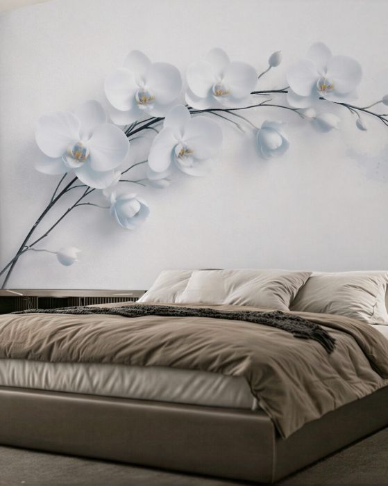 Fototapeta biała orchidea w subtelnej kompozycji
