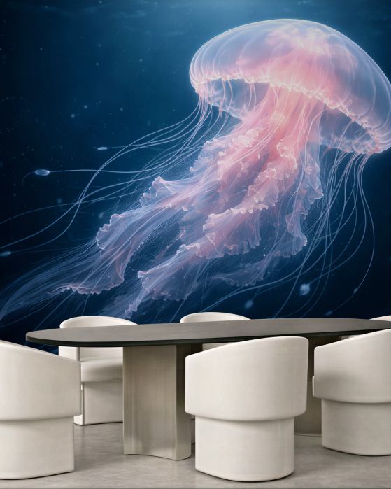 Fototapeta Świetlista meduza w głębinach