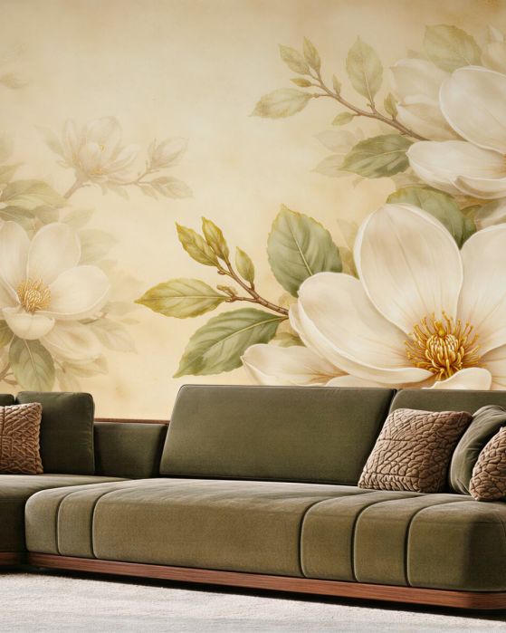 Fototapeta kremowe magnolie w eleganckim rozkwicie