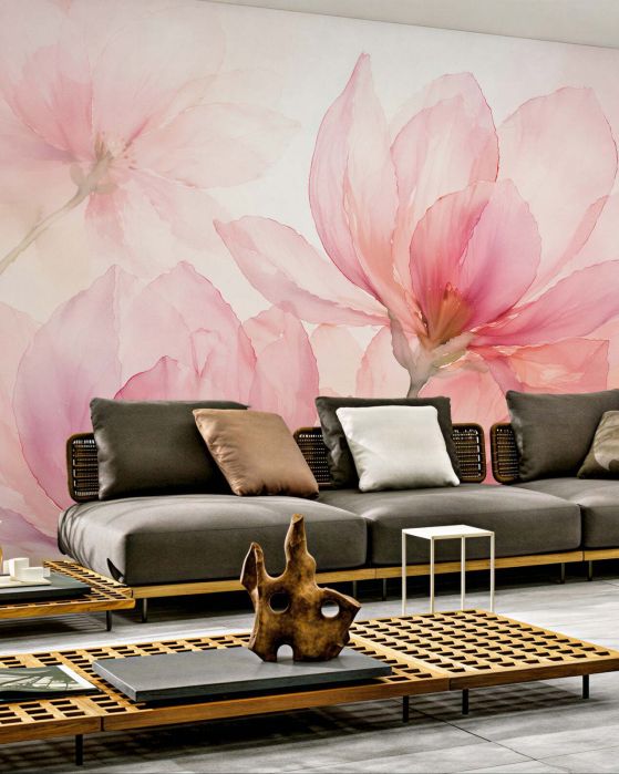 Fototapeta różowe magnolie w akwarelowej lekkości