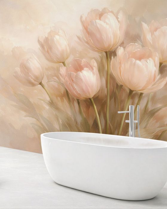 Fototapeta pudrowe tulipany w świetle