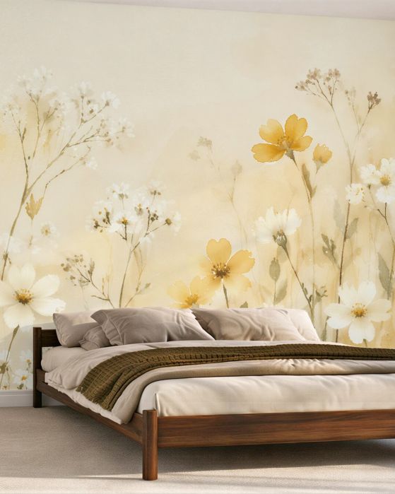 Fototapeta delikatna łąka w złocistych kwiatach