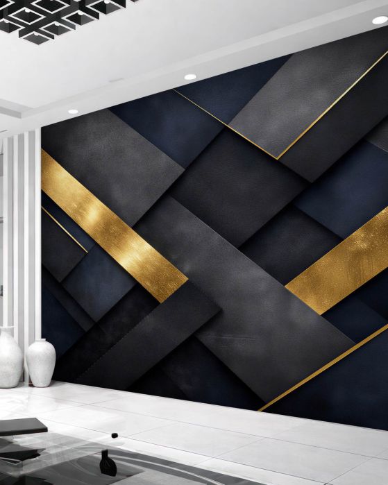 Fototapeta granatowo złota kompozycja geometryczna