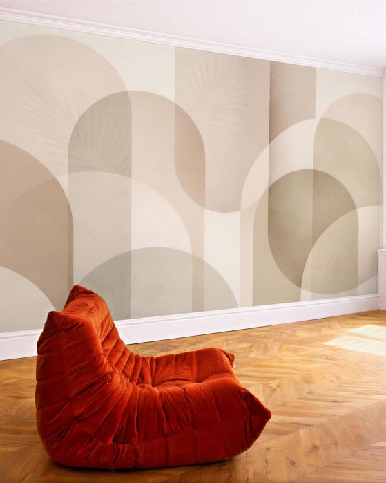 Fototapeta beżowa geometryczna harmonia łuków