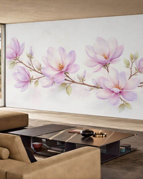 Fototapeta delikatne magnolie na jasnym tle