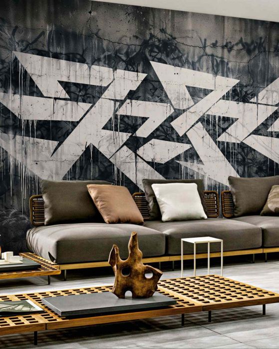 Fototapeta geometryczne graffiti na betonie