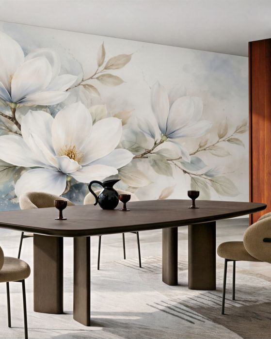 Fototapeta delikatne magnolie w akwareli