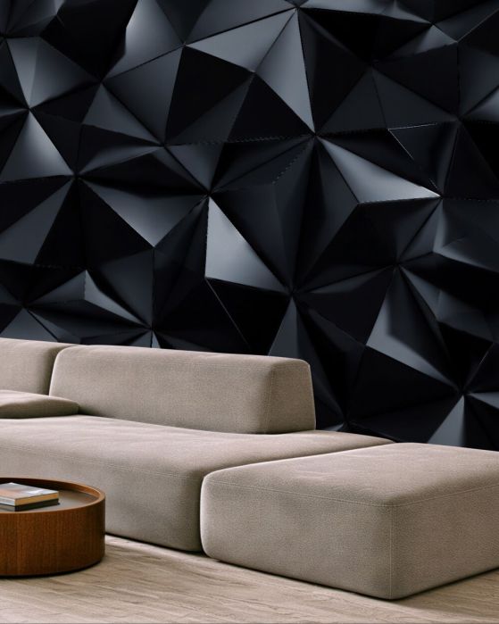 Fototapeta czarne geometryczne bryły 3d