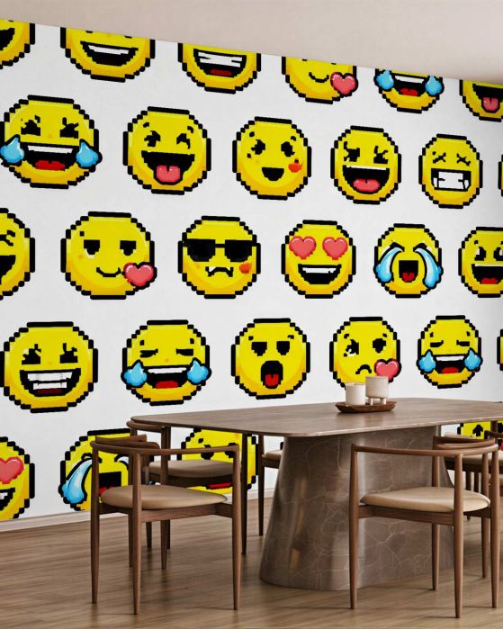 Fototapeta pikselowe emotikony pełne radości