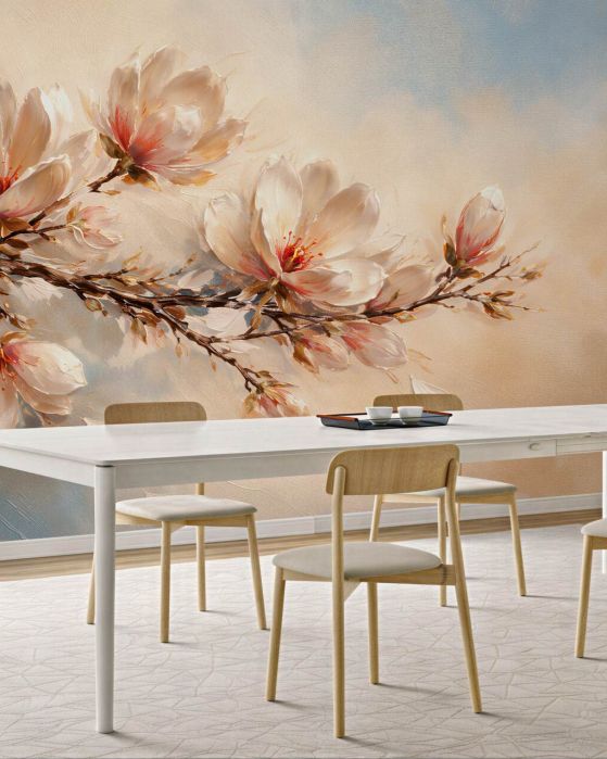 Fototapeta subtelna gałąź magnolii w świetle