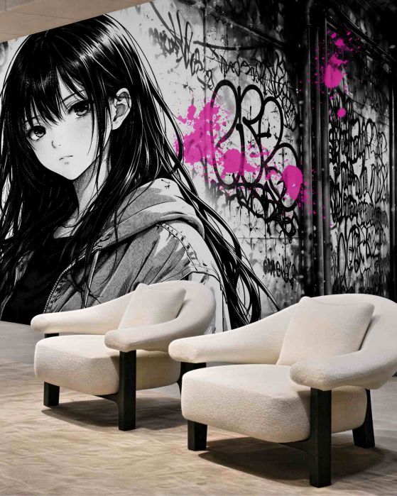 Fototapeta manga w neonowym graffiti