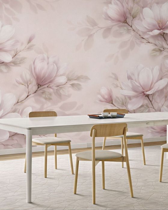 Fototapeta subtelne magnolie na pudrowym tle
