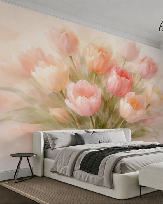 Fototapeta pastelowe tulipany w delikatnym blasku