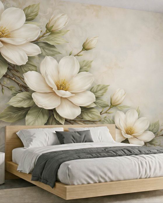 Fototapeta kremowe magnolie w eleganckim rozkwicie