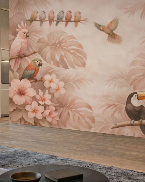 Fototapeta pudrowe ptaki w tropikach