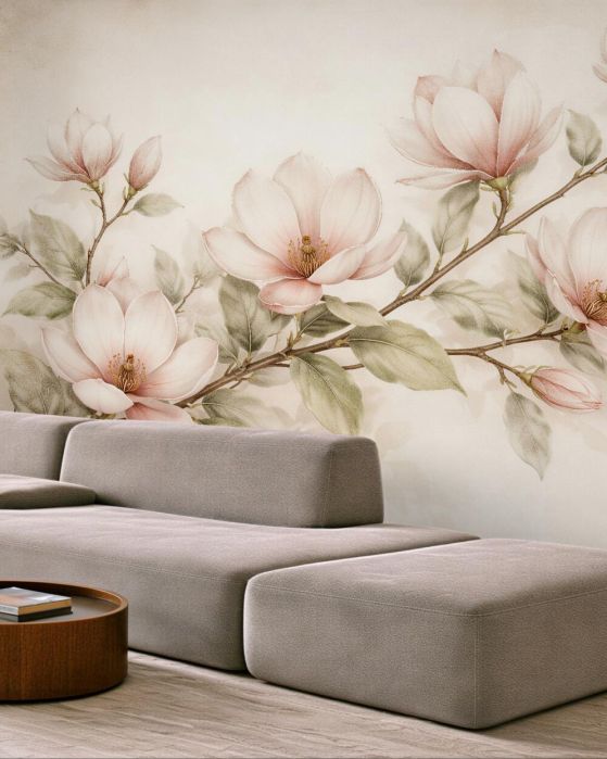 Fototapeta subtelna gałąź magnolii pastelowej