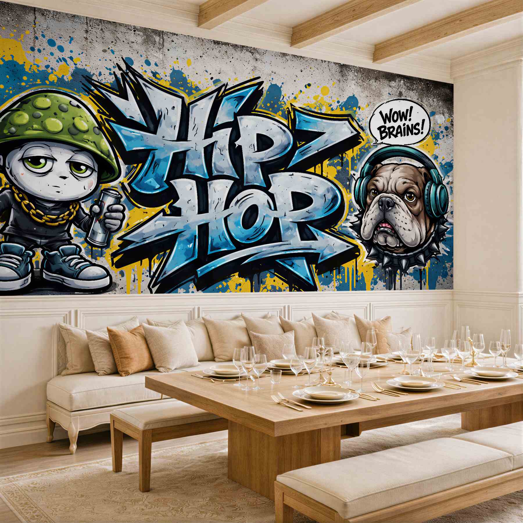 Fototapeta graffiti hip hop z buldogiem