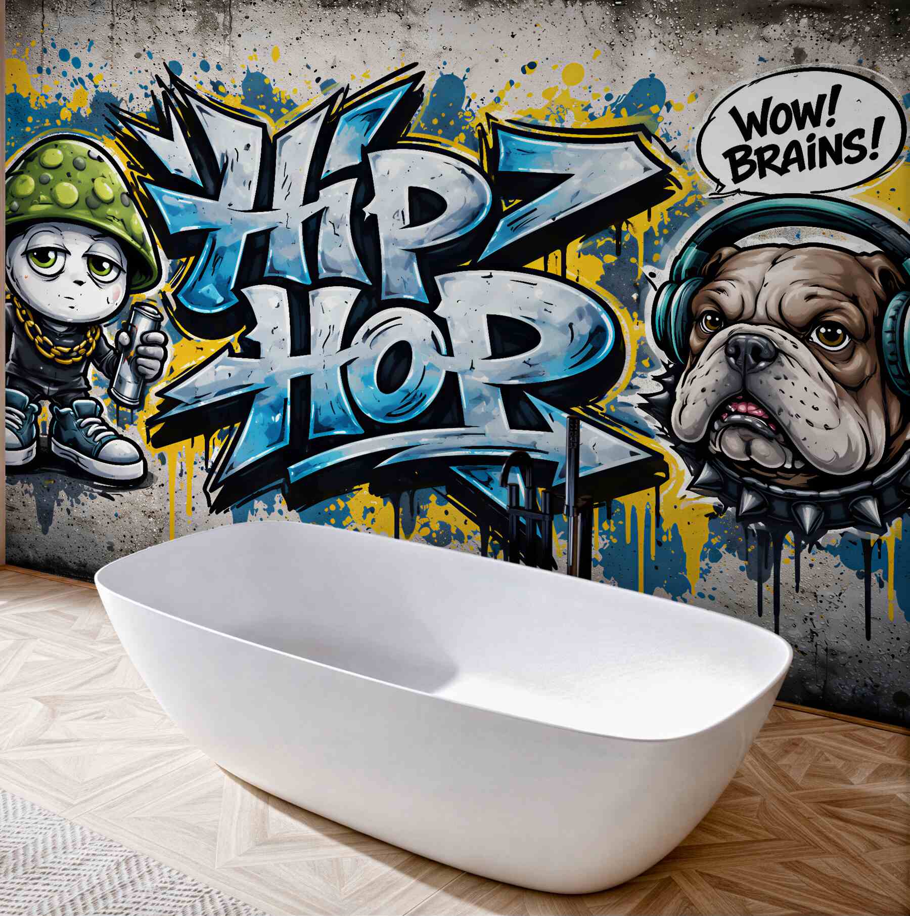 Fototapeta graffiti hip hop z buldogiem