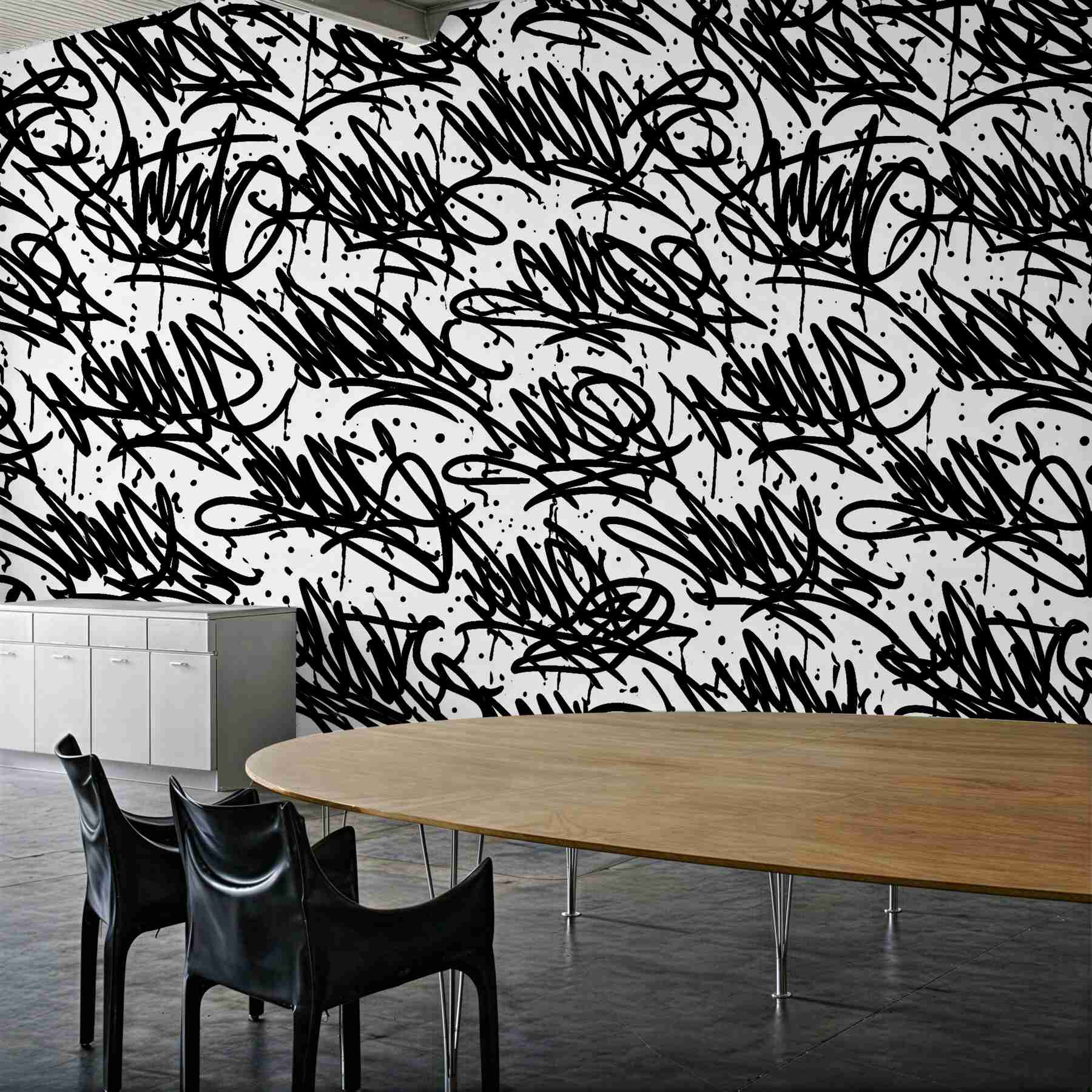 Fototapeta czarno-białe graffiti uliczne