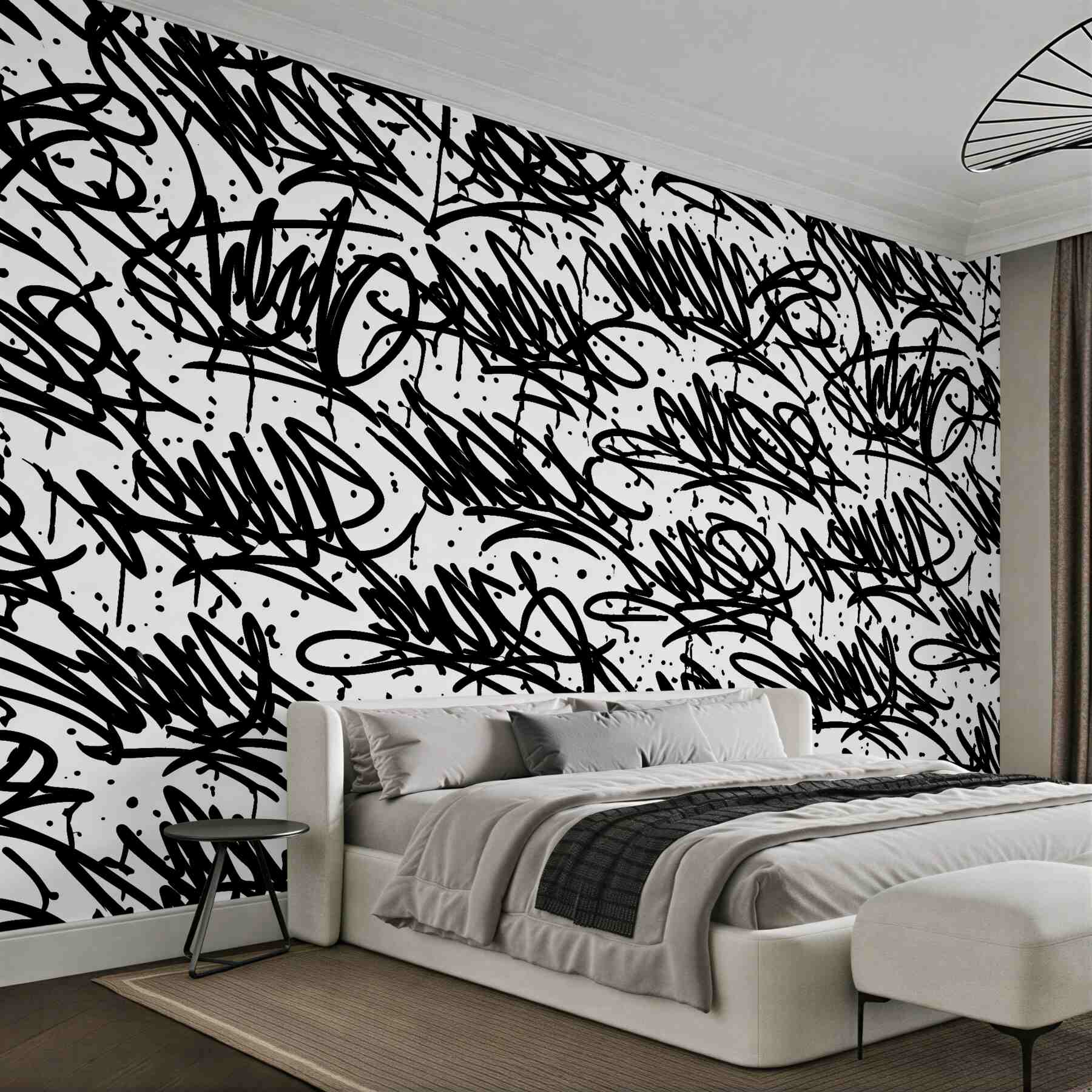 Fototapeta czarno-białe graffiti uliczne