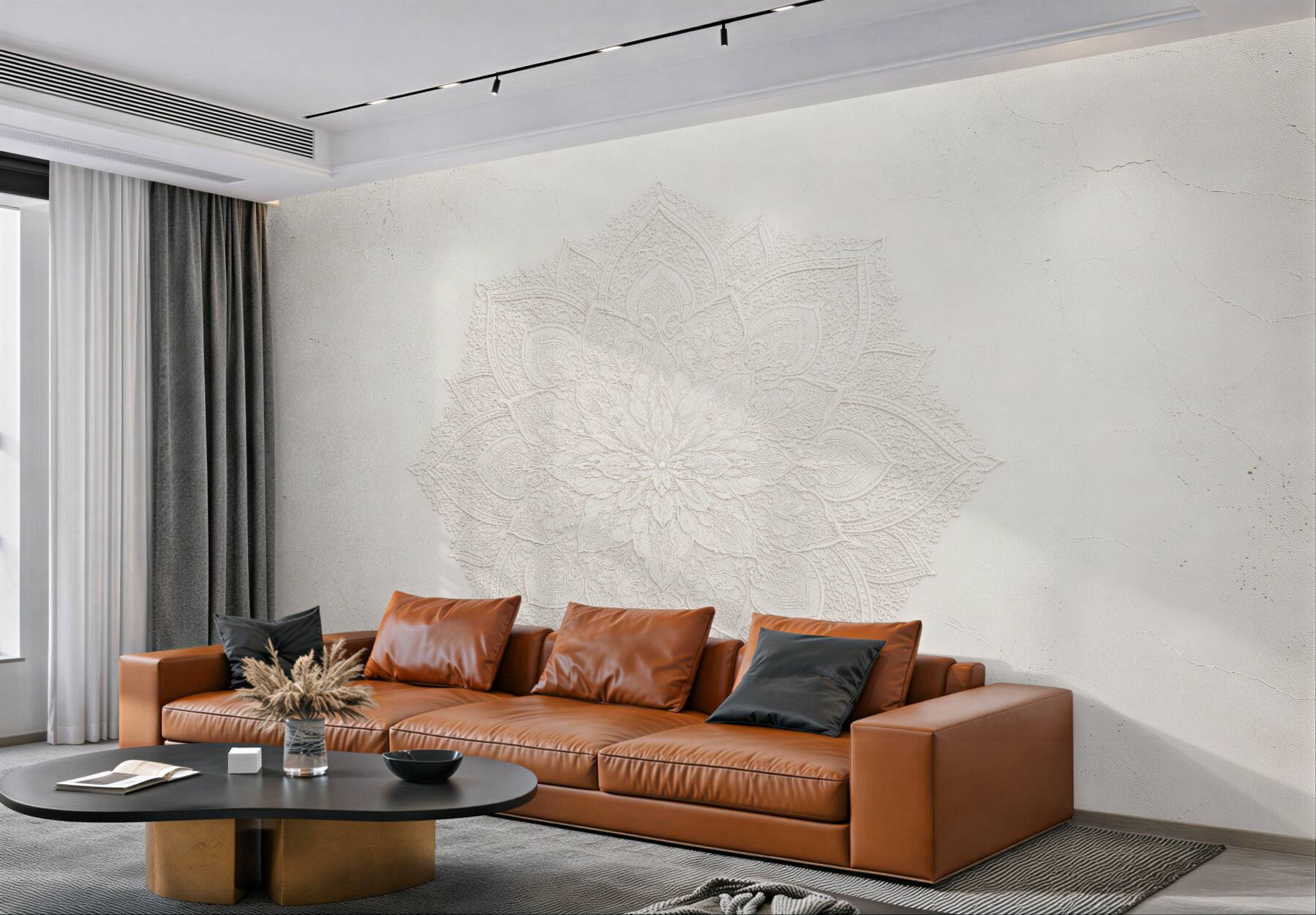 Fototapeta kremowa mandala w stylu boho