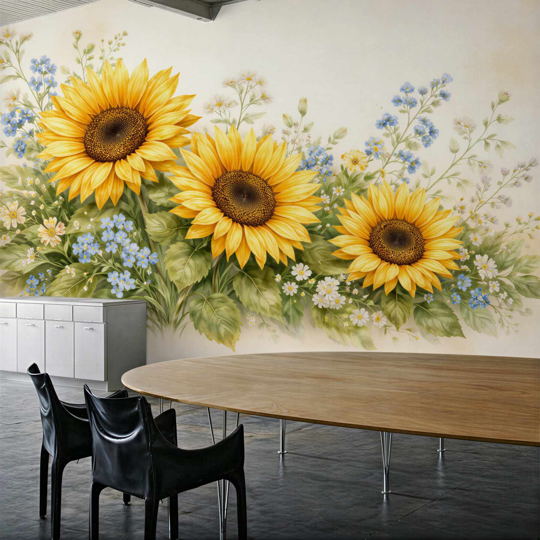 Fototapeta słoneczniki w pastelowej łące