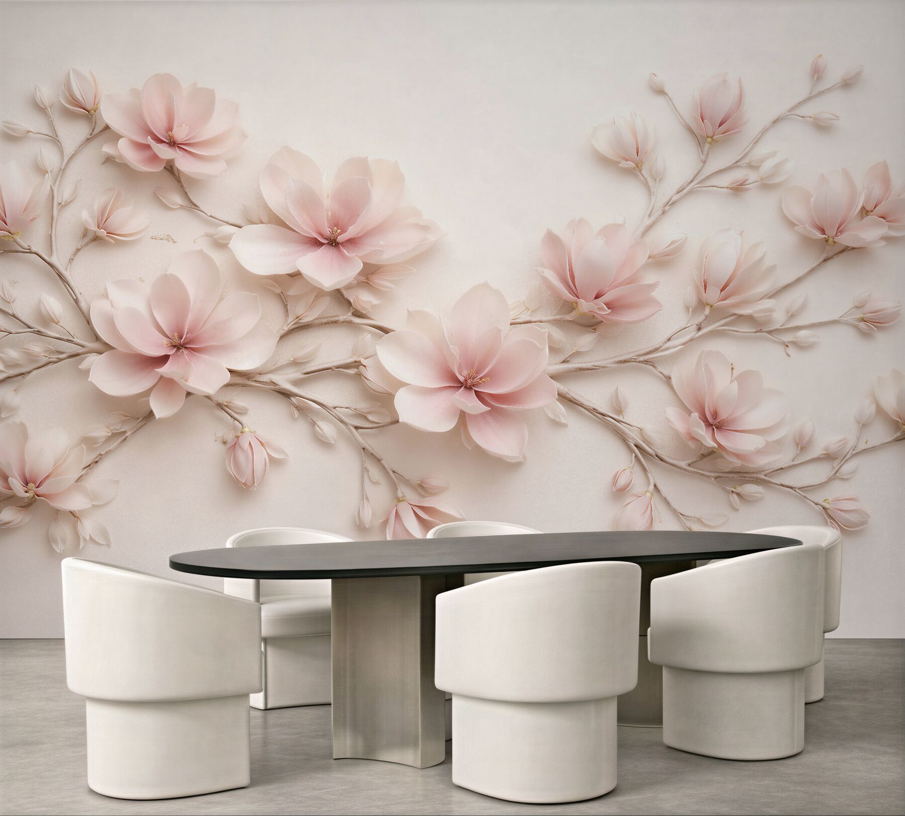 Fototapeta pudrowa magnolia na delikatnych gałązkach