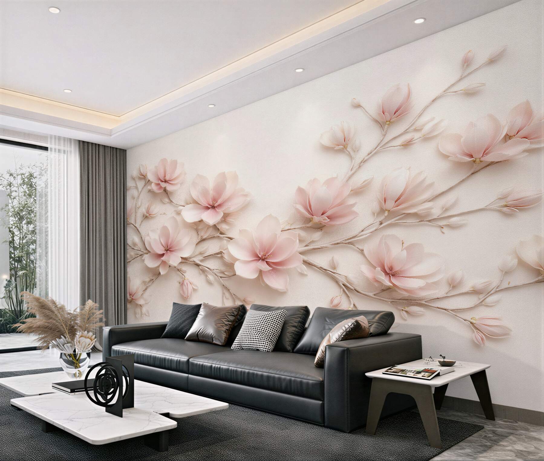 Fototapeta pudrowa magnolia na delikatnych gałązkach