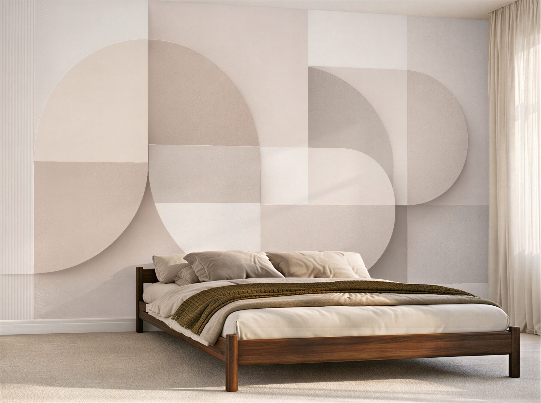 Fototapeta beżowa geometria z półokręgami