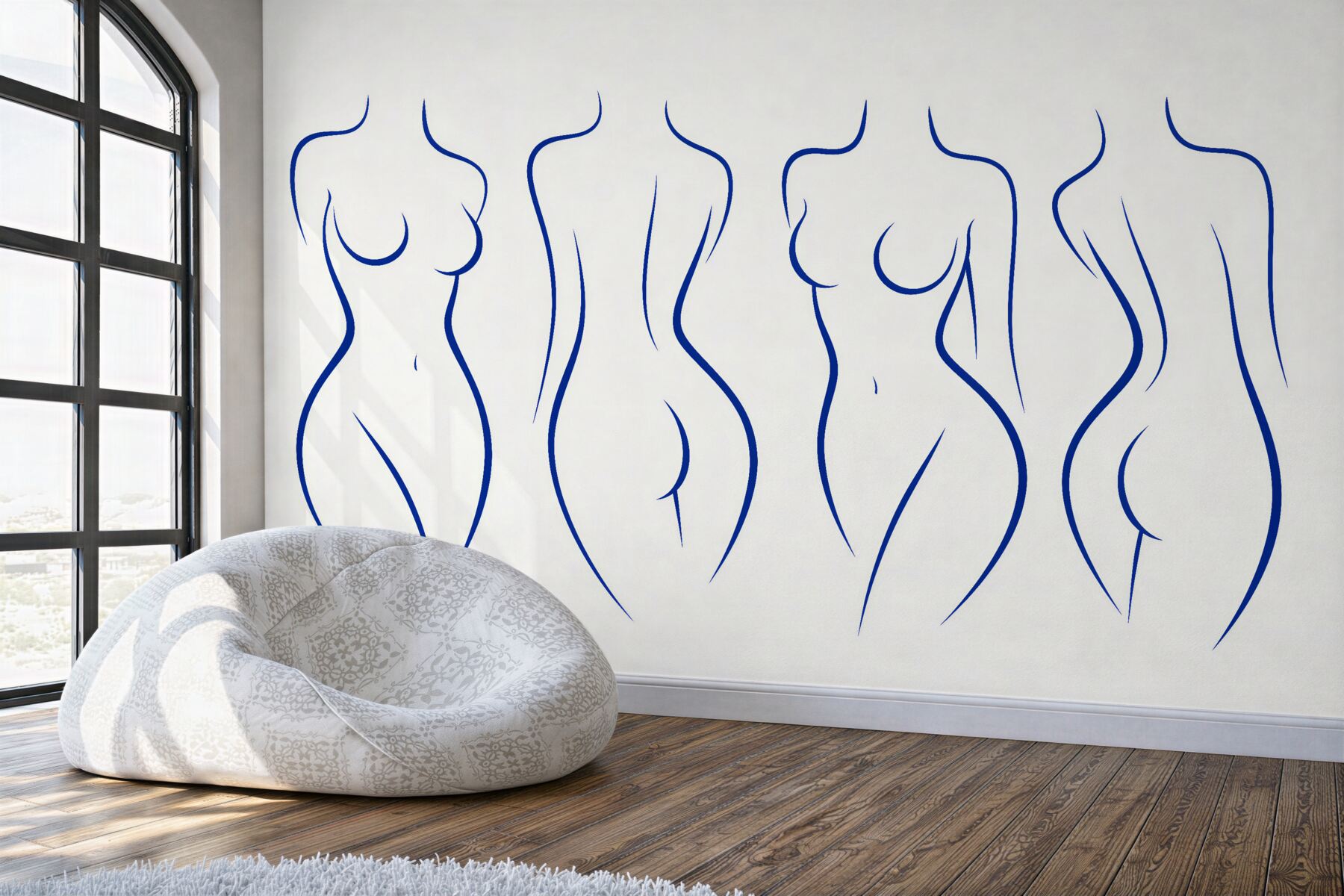 Fototapeta minimalistyczne kobiece sylwetki w błękicie