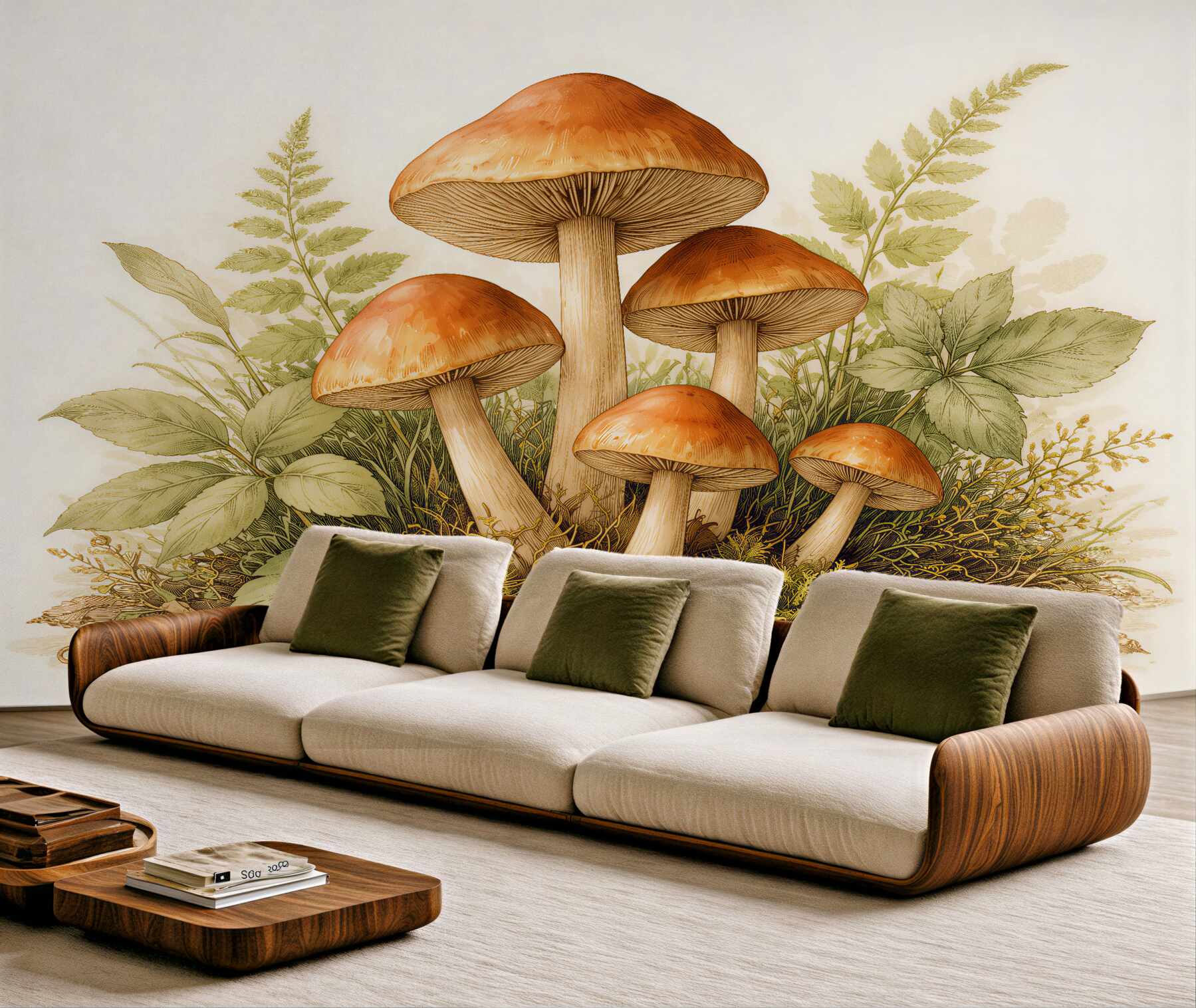 Fototapeta leśne grzyby w delikatnej ilustracji