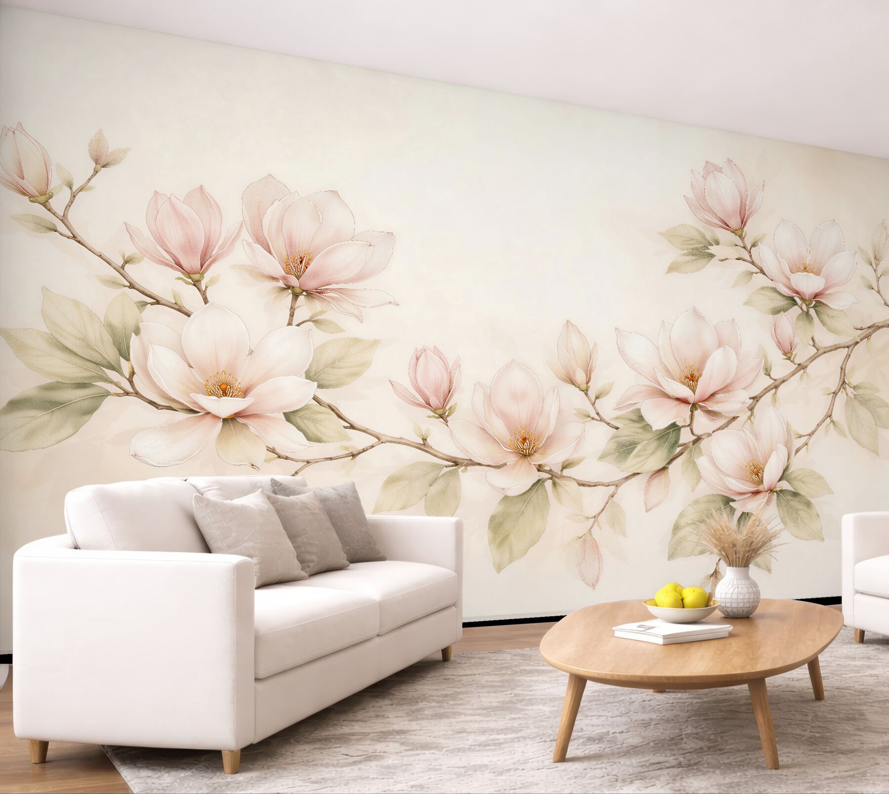 Fototapeta pastelowe magnolie na delikatnej gałęzi