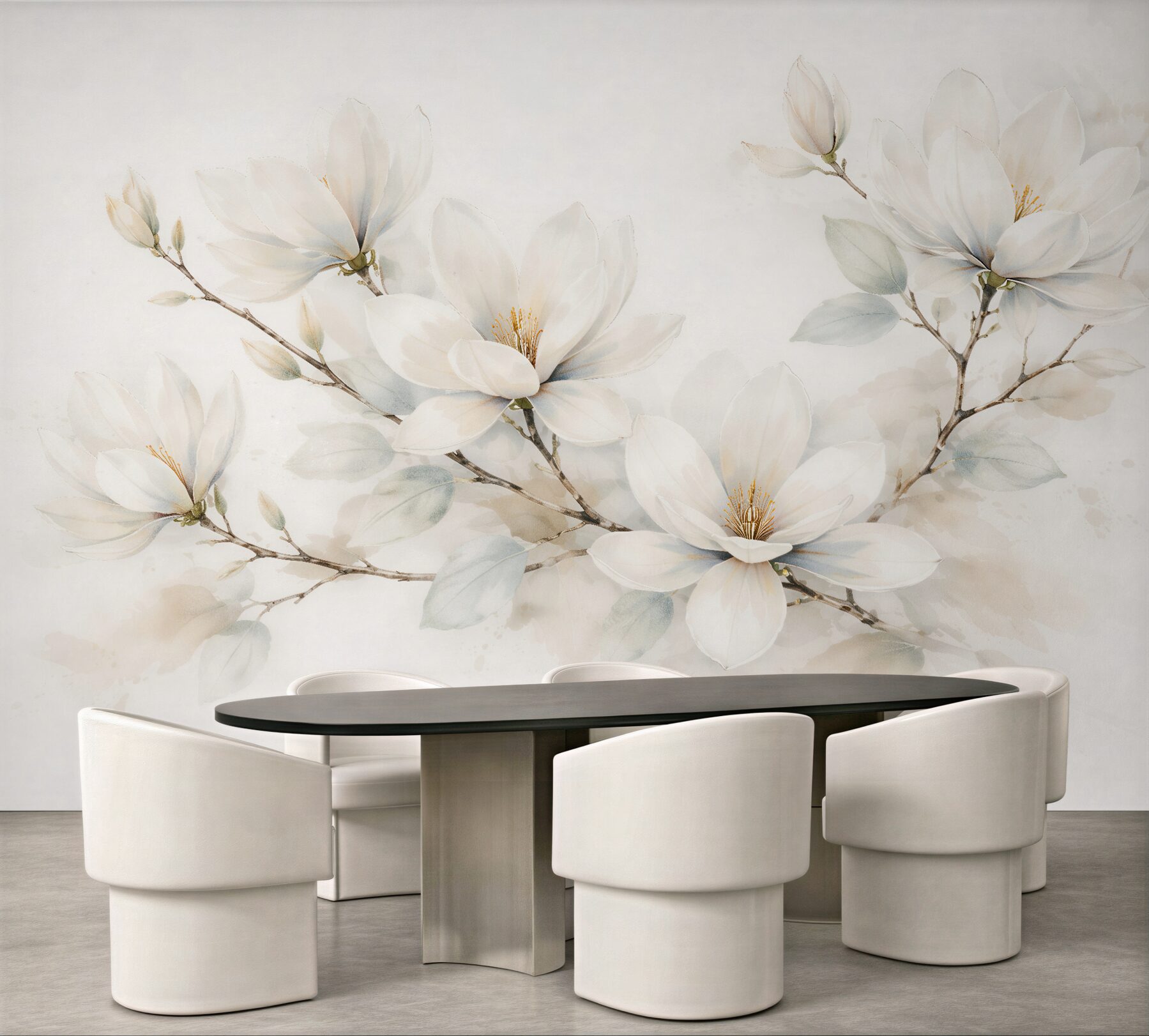Fototapeta delikatne magnolie w akwareli