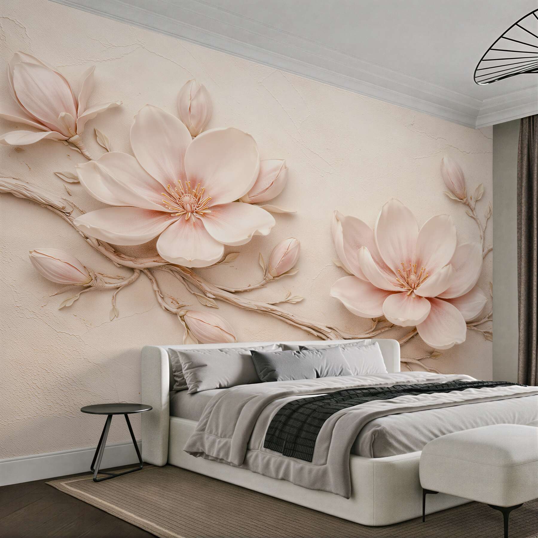 Fototapeta kremowe magnolie w subtelnym reliefie