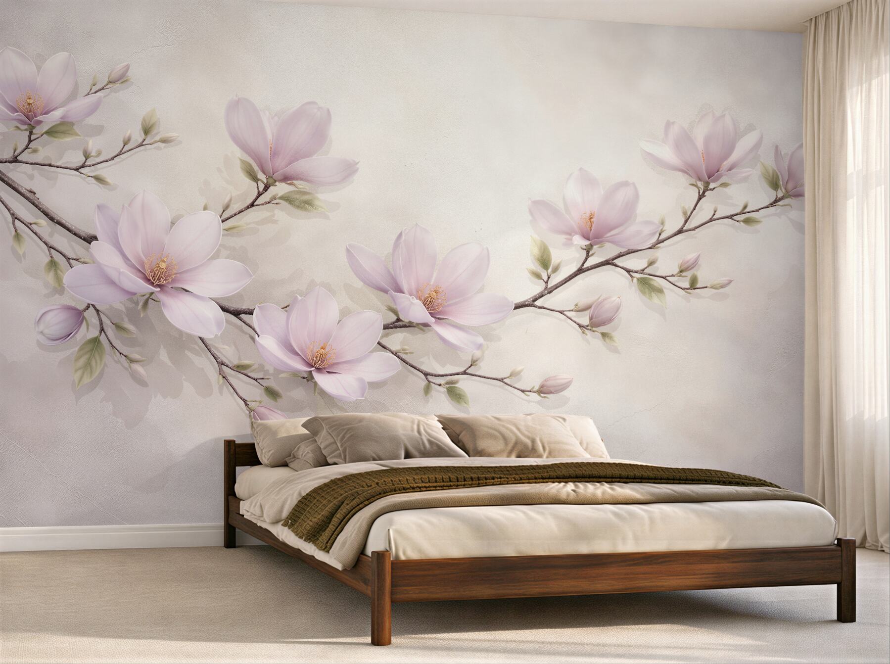 Fototapeta pudrowa gałąź magnolii