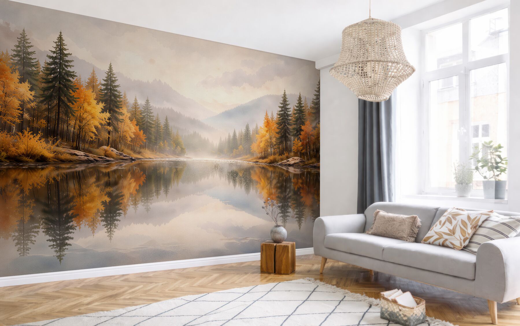 Fototapeta jesienne jezioro w górach