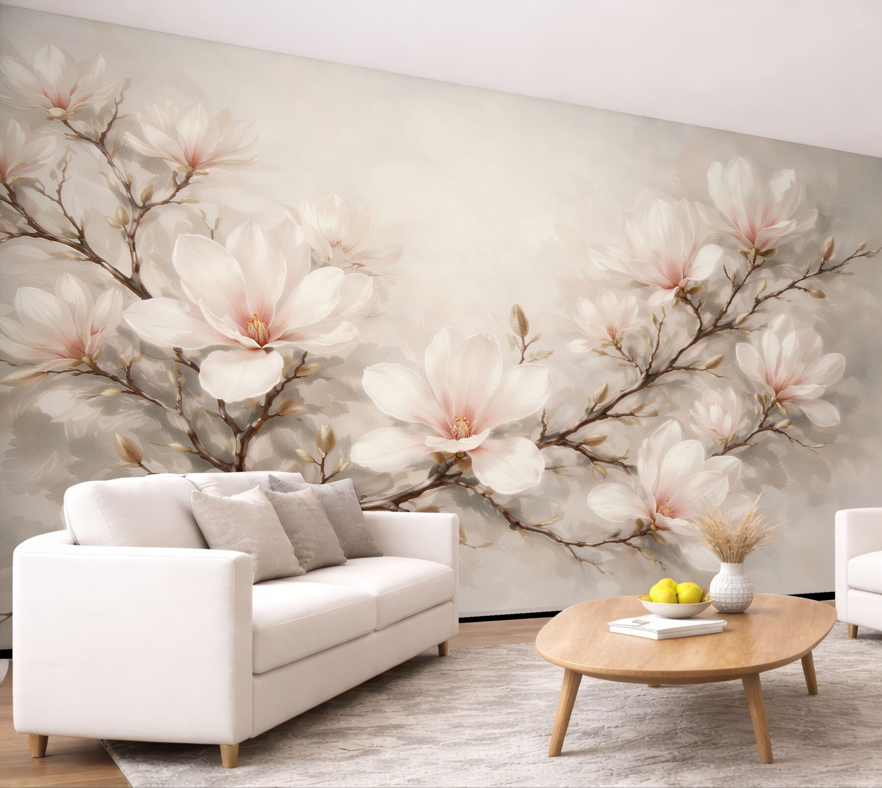 Fototapeta pastelowa magnolia na delikatnej gałęzi