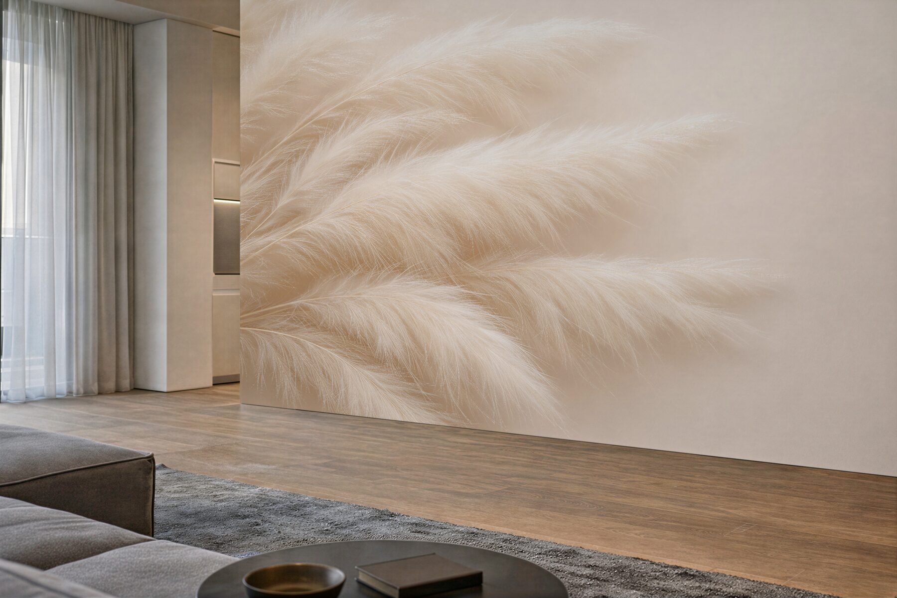 Fototapeta pudrowe pióra w beżu