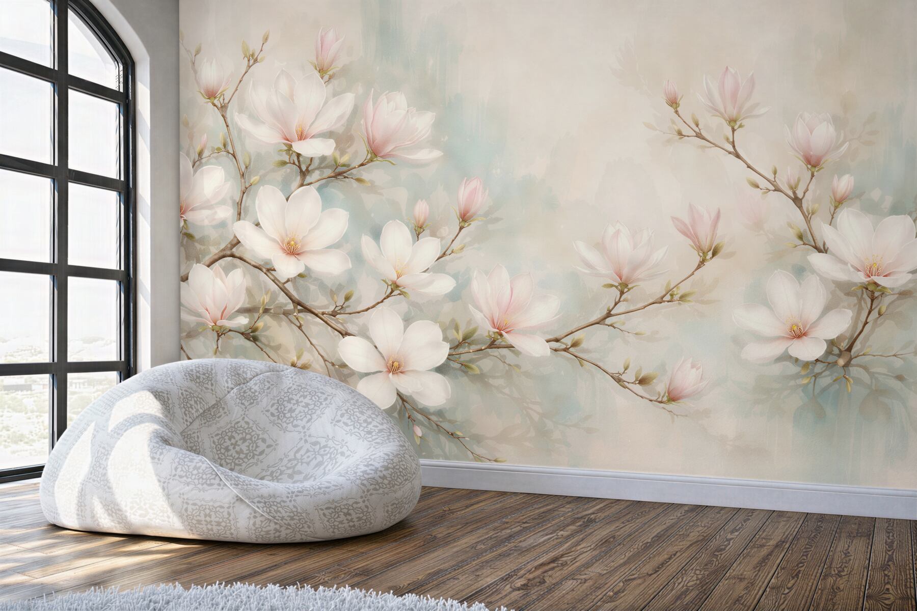 Fototapeta pastelowe magnolie na gałęziach