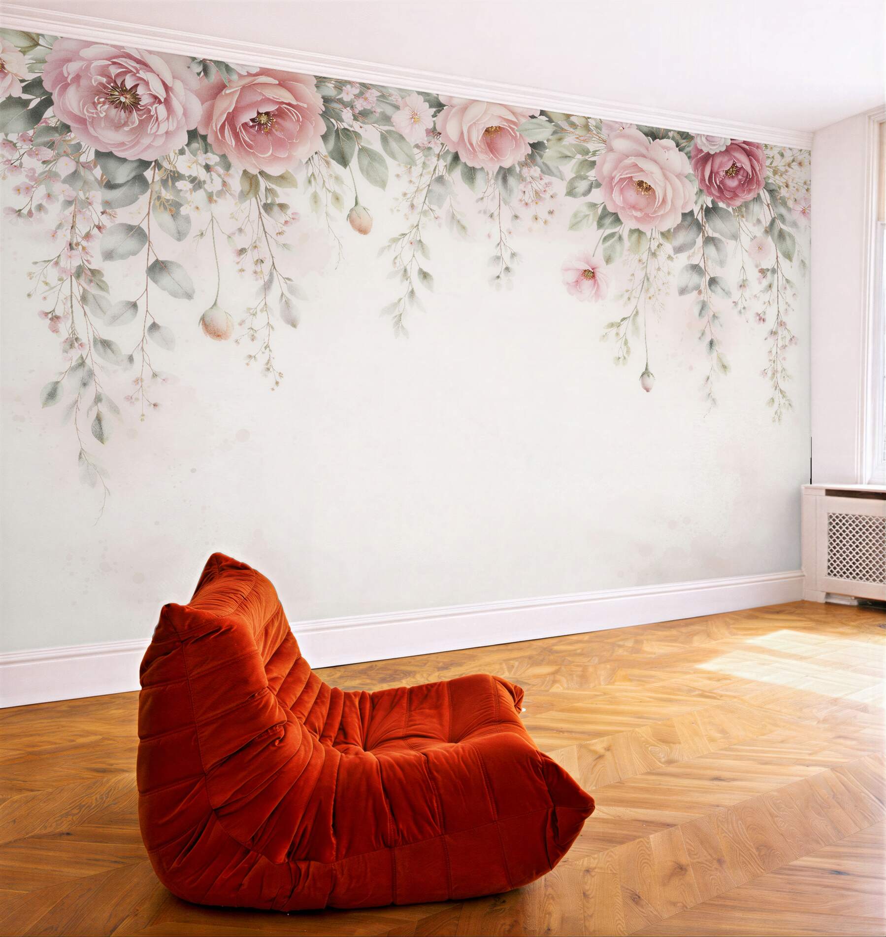 Fototapeta zwisające pudrowe peonie romantyczne