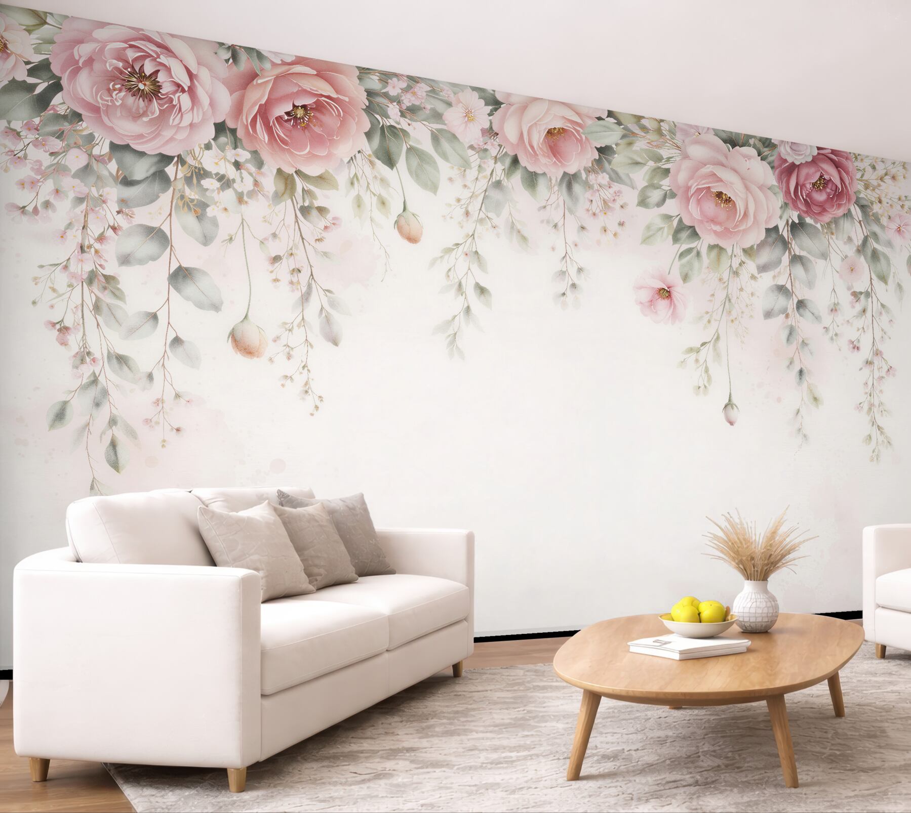Fototapeta zwisające pudrowe peonie romantyczne
